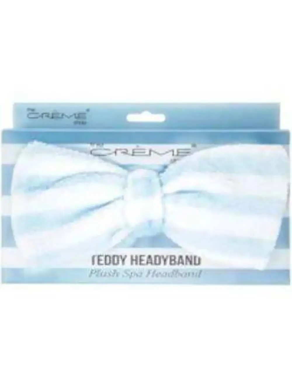 The Crème Shop Plush Teddy Headband - blue and white stripe